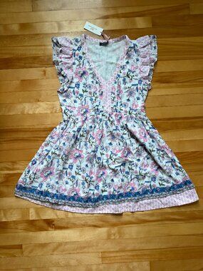 Vineyard Vines mini dress, M, pink/blue floral. NWT
